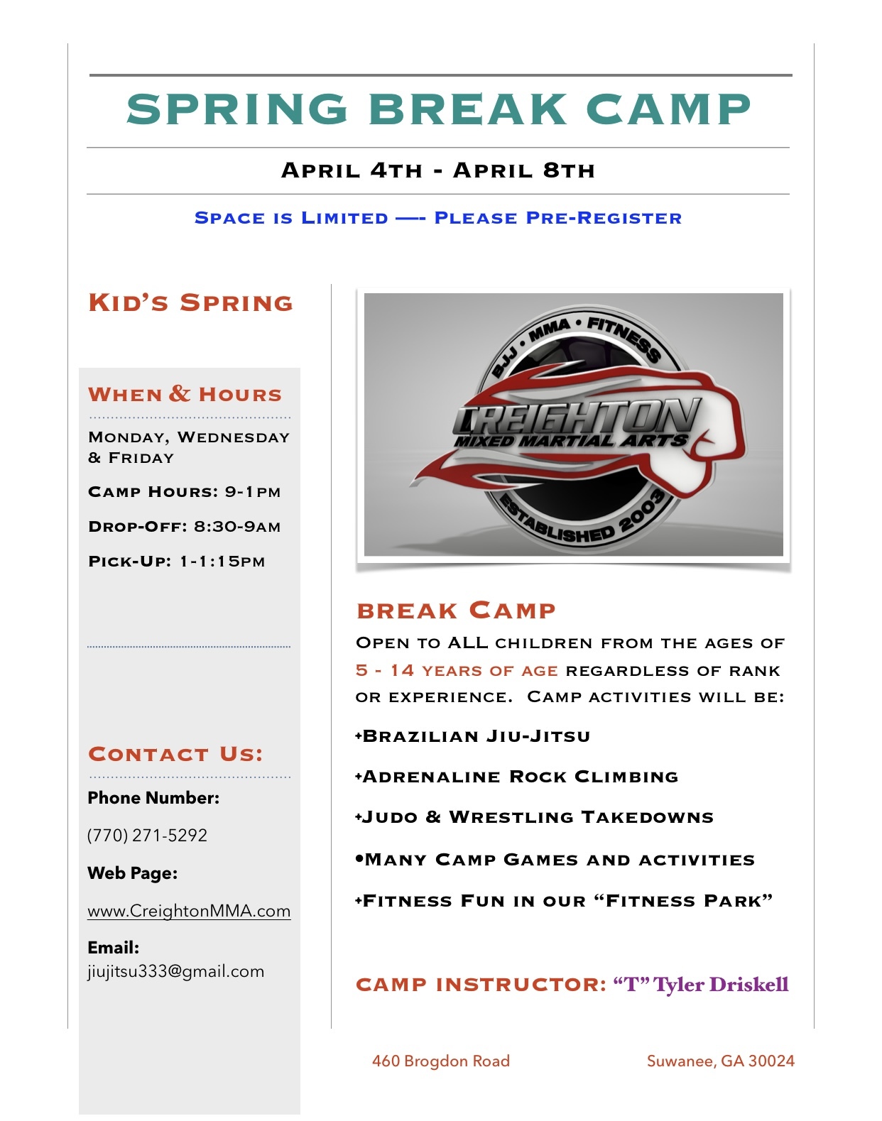 Spring Break Camp Creighton MMA & Fitness