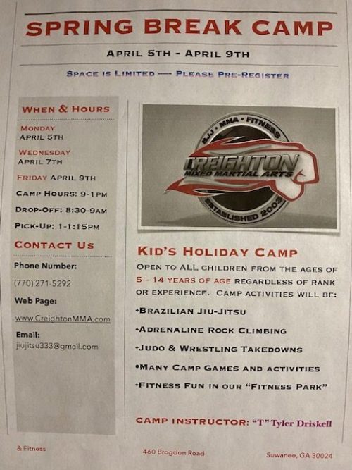 Spring Break Camp 2021 Creighton MMA & Fitness